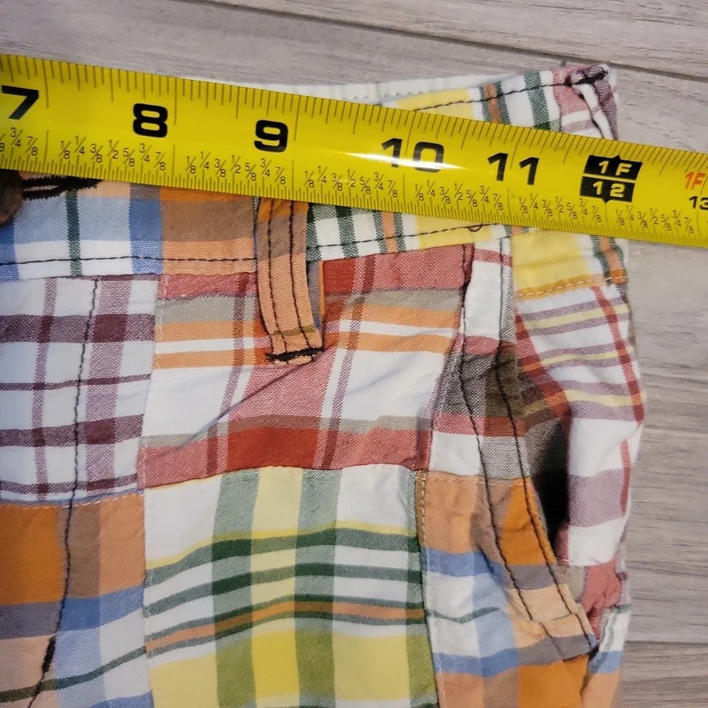 Old Navy Patchwork Plaid Chino Shorts Boys 7 Preppy Plaid Summer 8